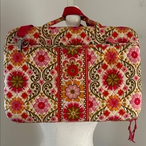 Vera Bradley Pink/Green Floral Quilted Laptop Bag